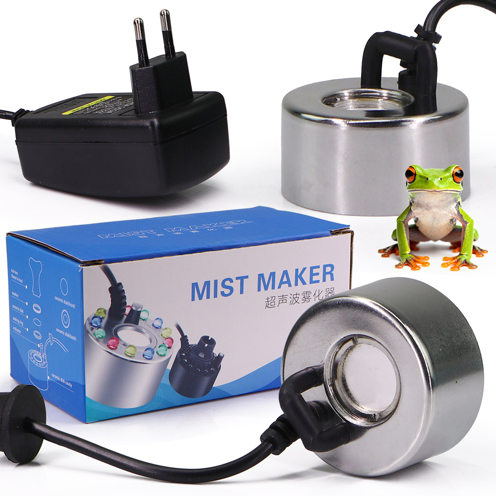 Terrarium Fogger Ultrasonic - เครื่องพ่นหมอกอัลตราโซนิกพร้อมเซ็นเซอร์น้ำ หัวพ่นละอองน้ำ 110-240V สำหรับตู้ปลา ป่าฝน บ่อปลา